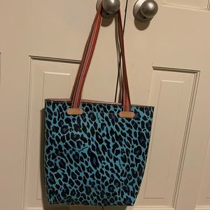 Consuela turquoise leopard tote bag purse